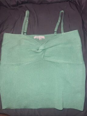 Love Tree Seafoam Twist-Front Knit  Tank Top